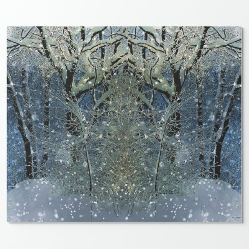 Magical Glittering Winter Wonderland Snowy Forest  Wrapping Paper
