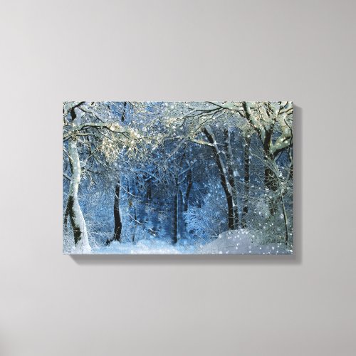 Magical Glittery Sunshine Snow Forest Wonderland Canvas Print