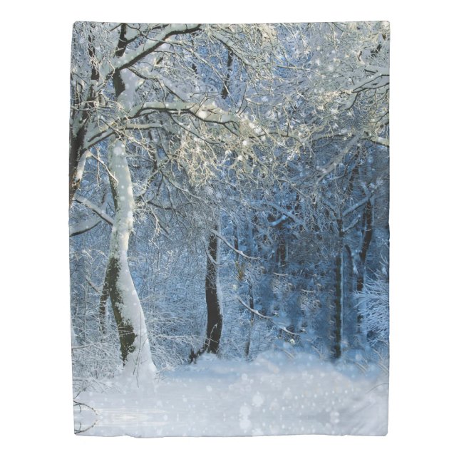 Magical Glittery Sunshine Snow Forest Wonderland Duvet Cover (Front)