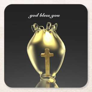 Magical glowing chalice in the church.personalized square paper coaster