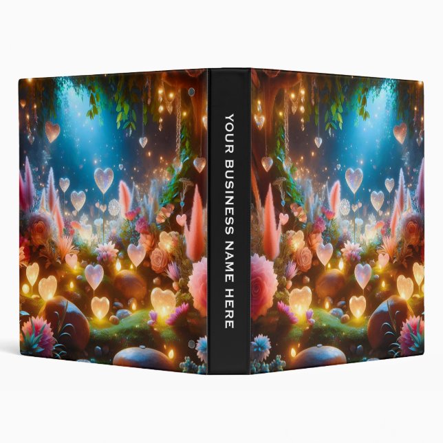 Magical Glowing Flowers Heart Garden  3 Ring Binder (Background)