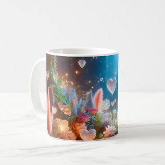 Magical Glowing Flowers Heart Garden  Coffee Mug