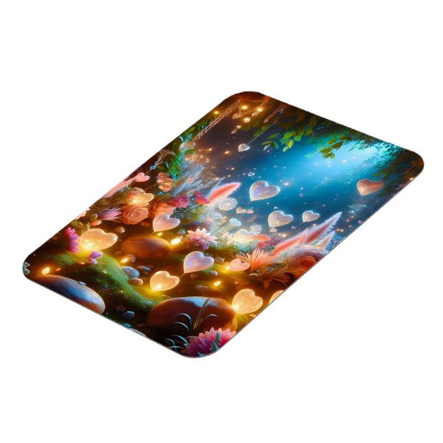 Magical Glowing Flowers Heart Garden  Magnet (Left Side)
