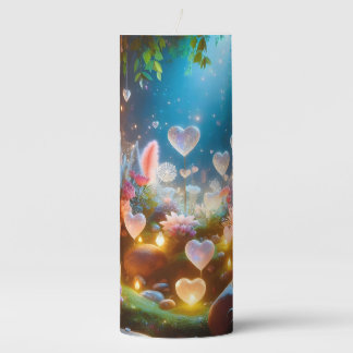 Magical Glowing Flowers Heart Garden  Pillar Candle