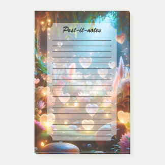 Magical Glowing Flowers Heart Garden  Post-it Notes