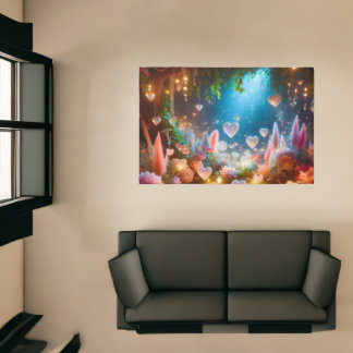 Magical Glowing Flowers Heart Garden  Rug