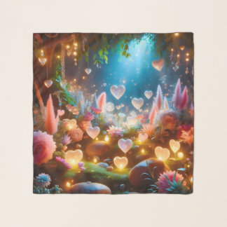 Magical Glowing Flowers Heart Garden  Scarf