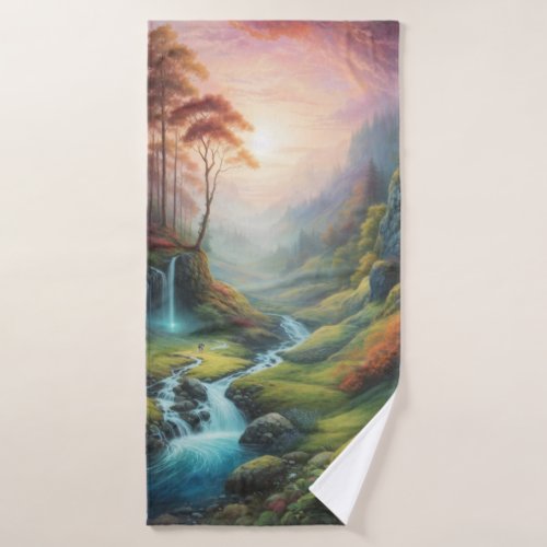 Magical Glowing Forest Nature Landscape  Bath Towel Set