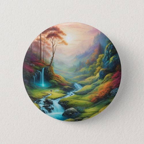 Magical Glowing Forest Nature Landscape  Button
