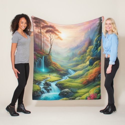 Magical Glowing Forest Nature Landscape  Fleece Blanket