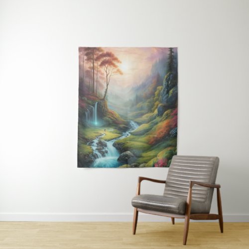 Magical Glowing Forest Nature Landscape  Tapestry