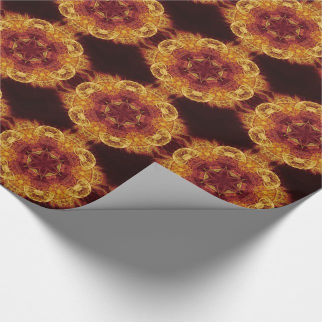 Magical glowing fractal mandala wrapping paper (Corner)