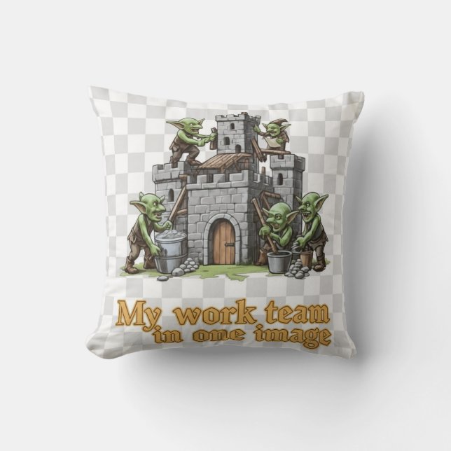 Magical gnome castle fantasy design throw pillow (Front)