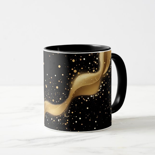 Magical Gold Dust Wave on Black Mug (Front Right)