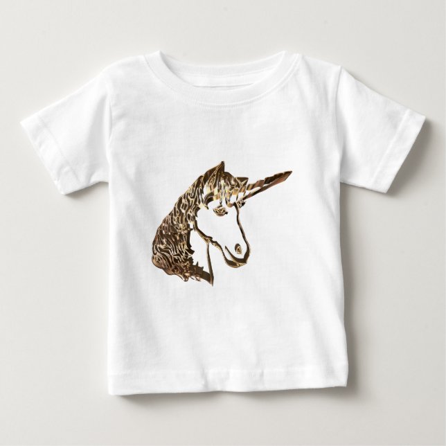 Magical Gold Look Unicorn Portrait Baby T-Shirt (Front)