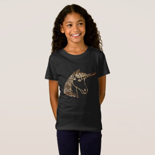 Magical Gold Look Unicorn Portrait T_Shirt