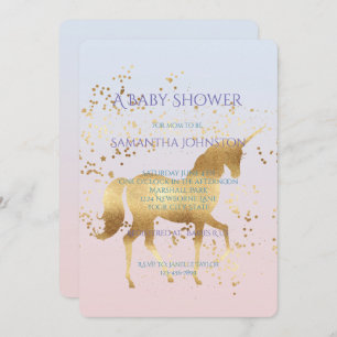 Magical Gold Unicorn Baby Shower Invitation