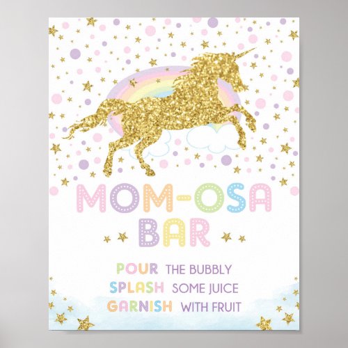 Magical Gold Unicorn  Mom_osa Bar  Mimosa Bar Poster