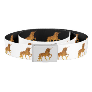 Magical Golden Prancing unicorn in textured finish Belt