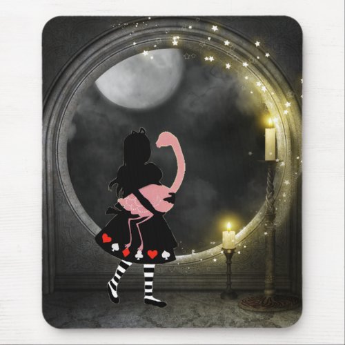 Magical Gothic Candles Alice  Flamingo Mousepad