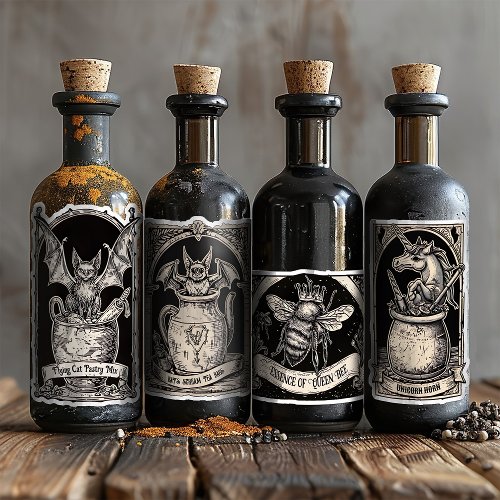 Magical Gothic Witch Wizard Potion Bottle Labels