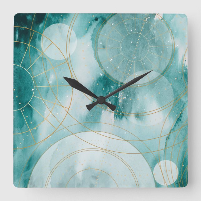 Magical Graduation Stars II Square Wall Clock (Front)