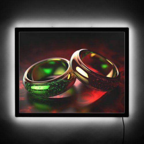 Magical Green and Red Rings Illuminated Sign