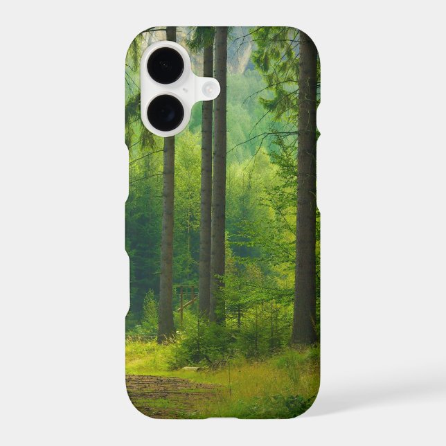 Magical green forest path trees mist  iphone case (Back)
