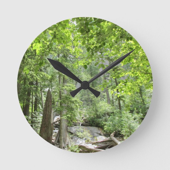 Magical Green Forest Scene.   Round Clock (Front)