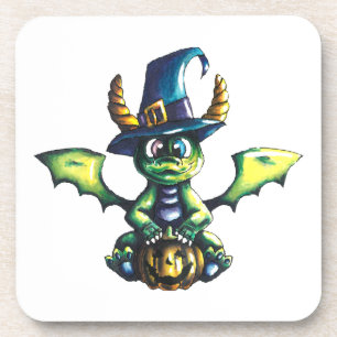 Magical Halloween Dragon Design Beverage Coaster