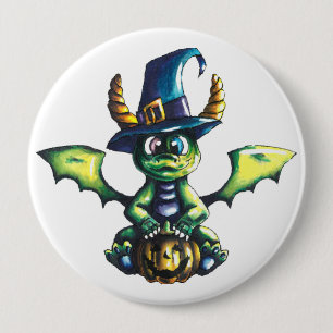 Magical Halloween Dragon Design Button