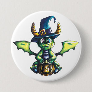 Magical Halloween Dragon Design Button