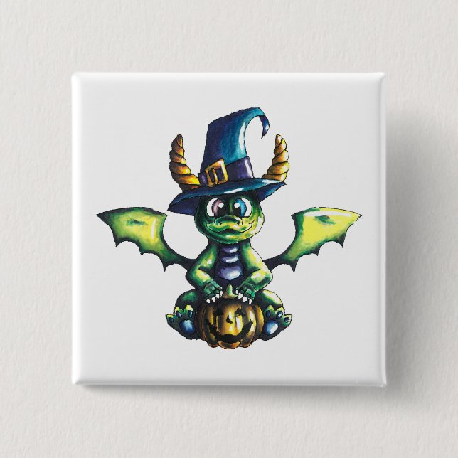Magical Halloween Dragon Design Button (Front)