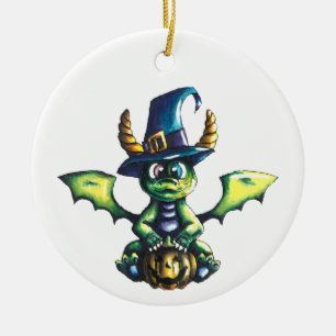 Magical Halloween Dragon Design Ceramic Ornament