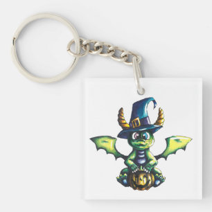 Magical Halloween Dragon Design Keychain