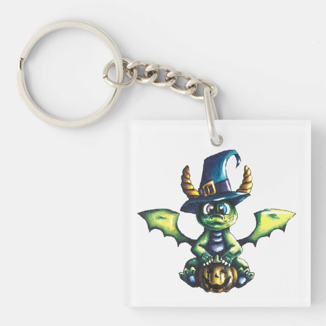 Magical Halloween Dragon Design Keychain (Front)