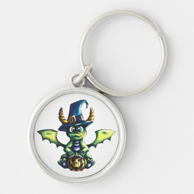Magical Halloween Dragon Design Keychain (Front)