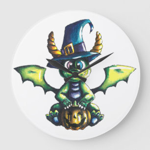 Magical Halloween Dragon Design Large Clock
