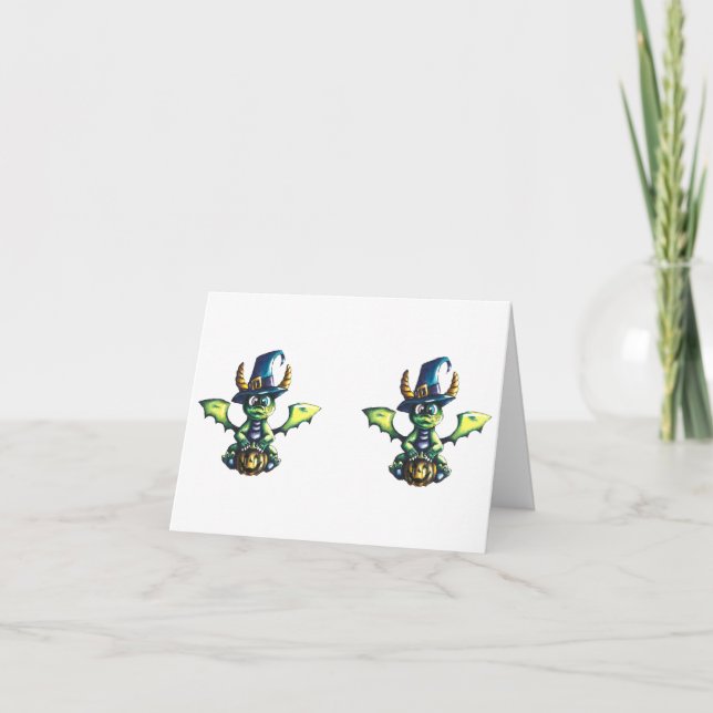 Magical Halloween Dragon Design Letterpress Thank You Card (Front)