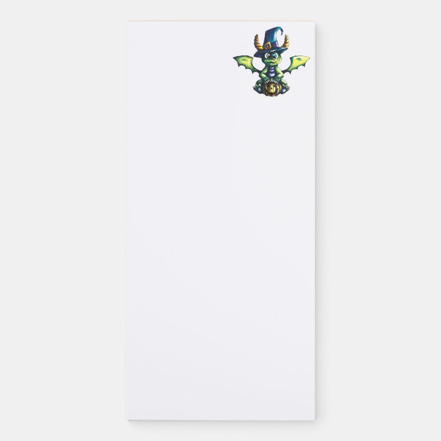 Magical Halloween Dragon Design Magnetic Notepad (Front)