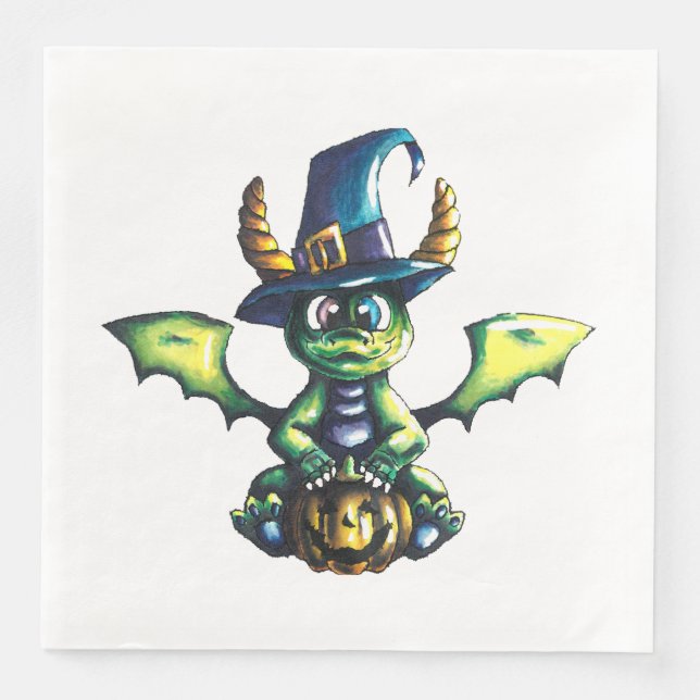 Magical Halloween Dragon Design Paper Dinner Napkins (Front)