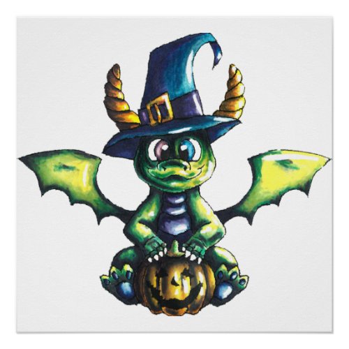 Magical Halloween Dragon Design Poster