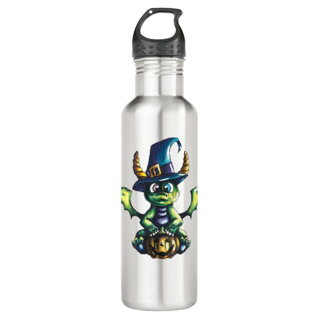 Magical Halloween Dragon Design Stainless Steel Water Bottle (Front)