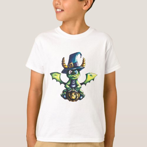 Magical Halloween Dragon Design T_Shirt