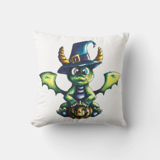 Magical Halloween Dragon Design Throw Pillow