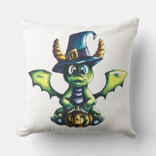 Magical Halloween Dragon Design Throw Pillow