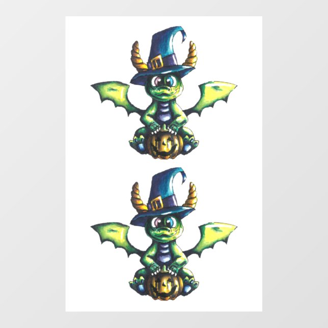 Magical Halloween Dragon Design Window Cling (Sheet)