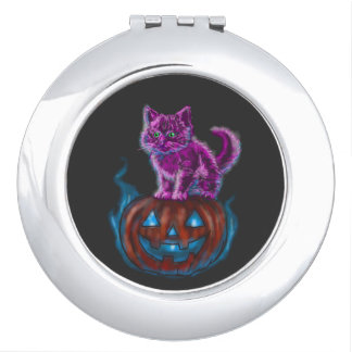 Magical Halloween Kitten Compact Mirror