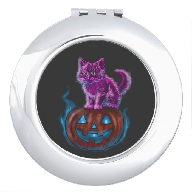 Magical Halloween Kitten Compact Mirror (Front)
