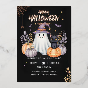 Magical Halloween Party Foil Invitation